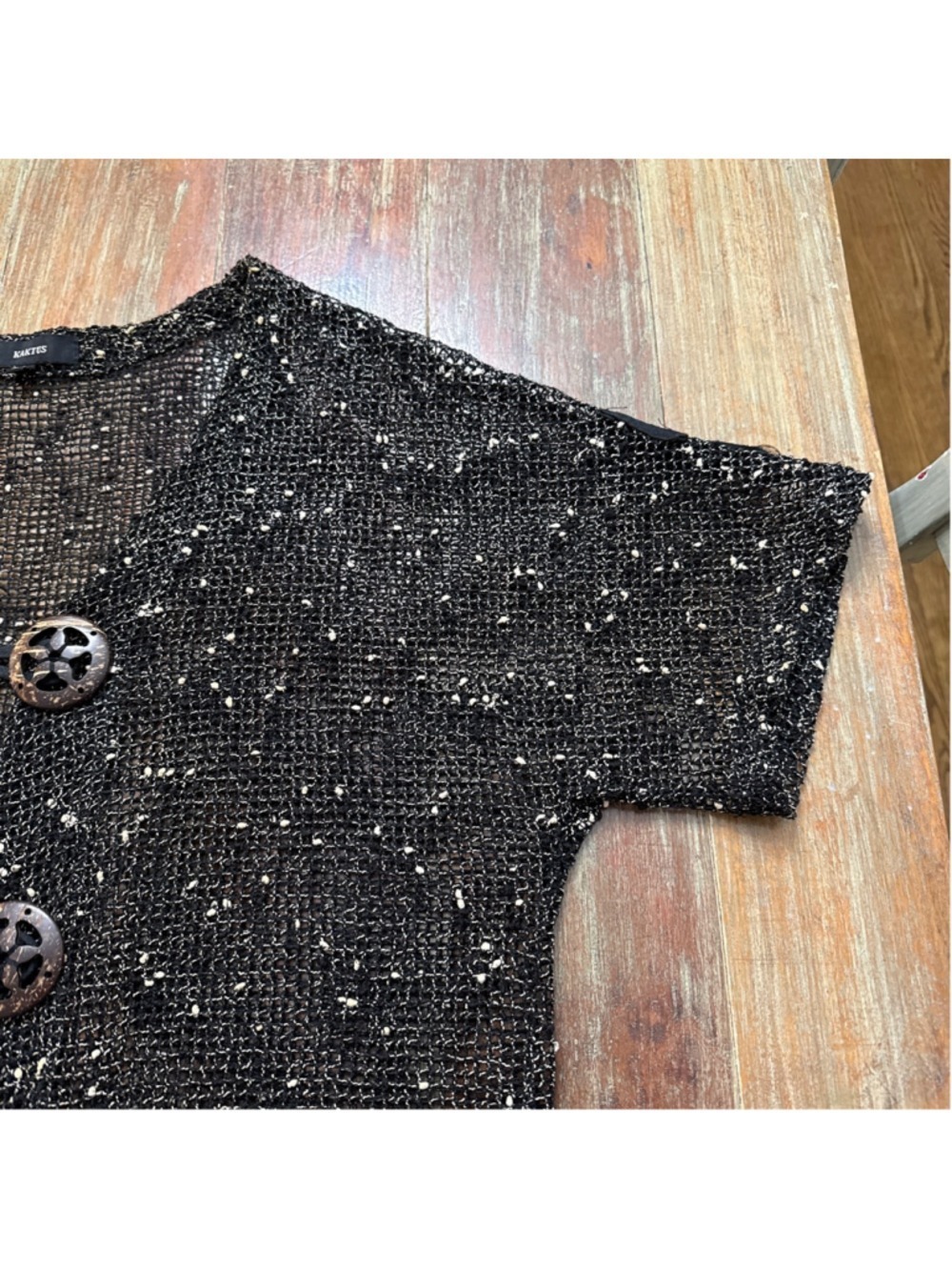 Kaktus Black Crochet Cardigan Large - Picture 4 of 14